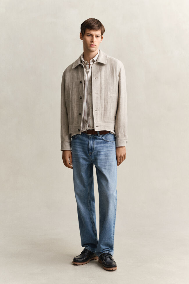 Randig skjorta i linneblandning