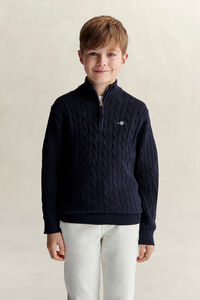 Teen Boys tr&ouml;ja med half-zip och sk&ouml;ldemblem