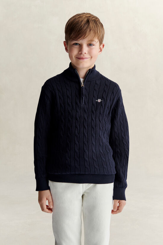 Teen Boys tr&ouml;ja med half-zip och sk&ouml;ldemblem