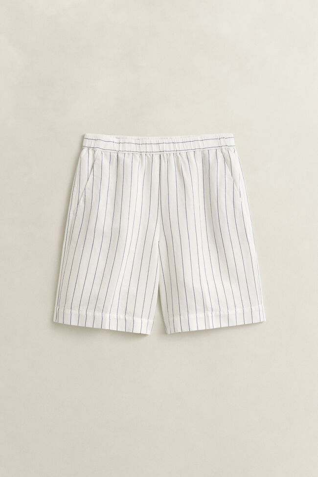 Randiga shorts i linneblandning