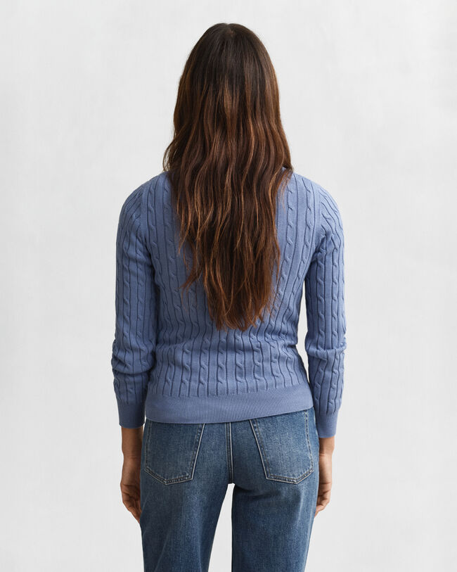 Kabelstickad tr&ouml;ja med rund hals