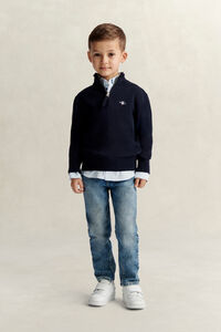 Boys tr&ouml;ja med half-zip och sk&ouml;ldemblem