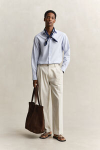 Regular fit dobbyv&auml;vd randig skjorta