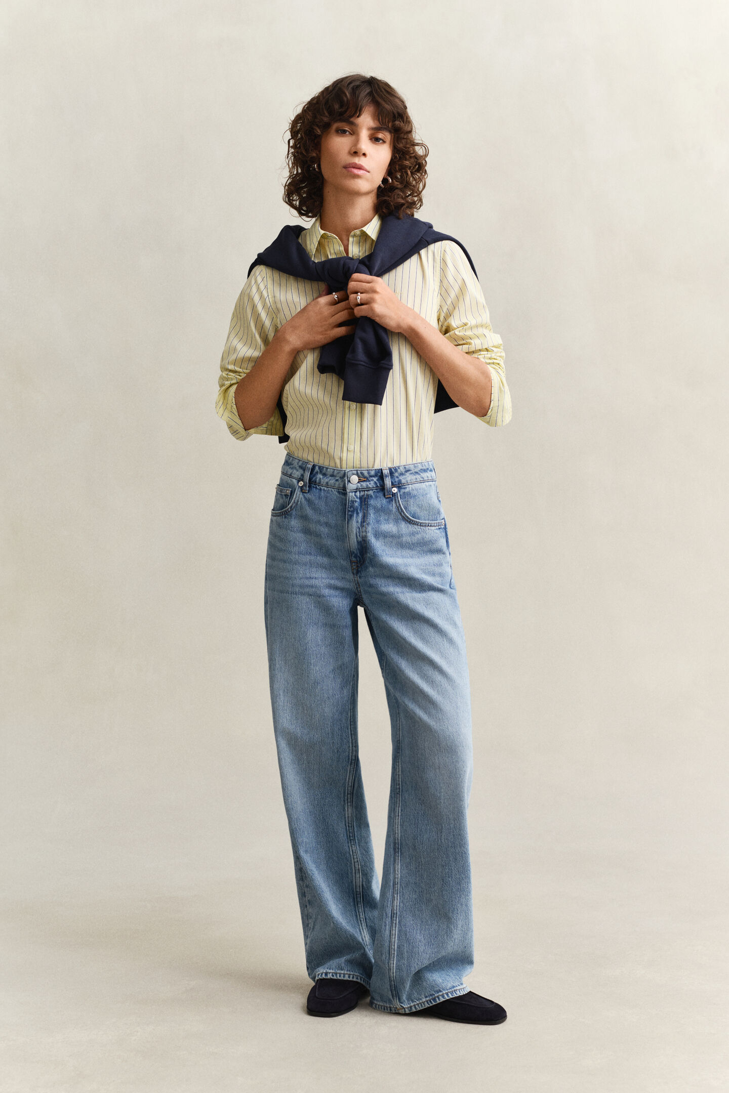 Regular fit klassisk randig poplinskjorta