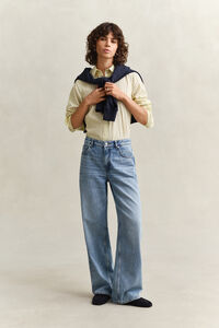 Regular fit klassisk randig poplinskjorta