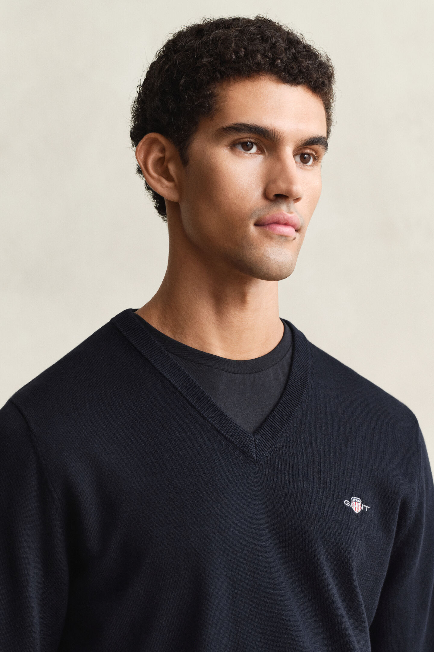 Klassisk V-ringad bomullstr&ouml;ja