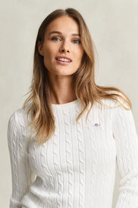 Kabelstickad tr&ouml;ja med rund hals