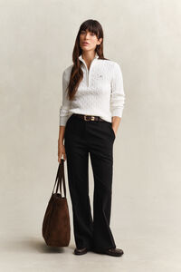 Kabelstickad tr&ouml;ja med half-zip