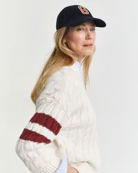 Kabelstickad tr&ouml;ja med rund halsringning