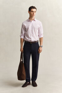 Regular fit dobbyv&auml;vd randig skjorta