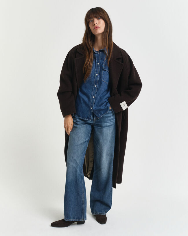 Regular fit denimskjorta med puff&auml;rm