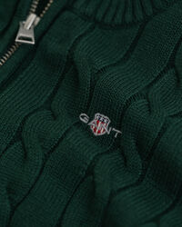 Kids kabelstickad bomullstr&ouml;ja med half-zip