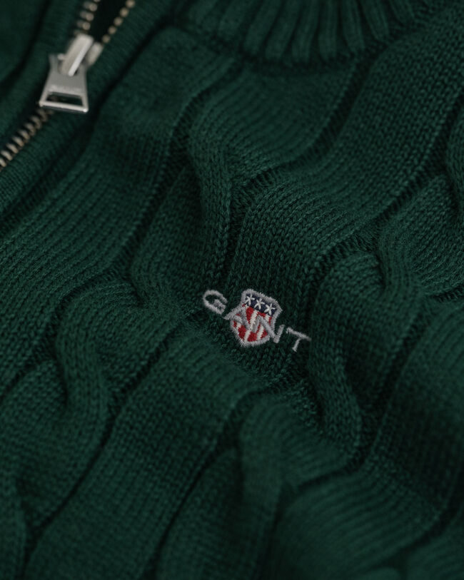 Kids kabelstickad bomullstr&ouml;ja med half-zip