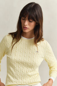 Kabelstickad tr&ouml;ja med rund hals