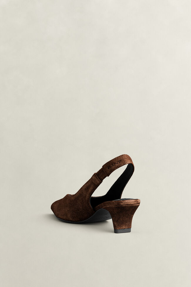 Tillbye h&ouml;gklackade skor i mocka