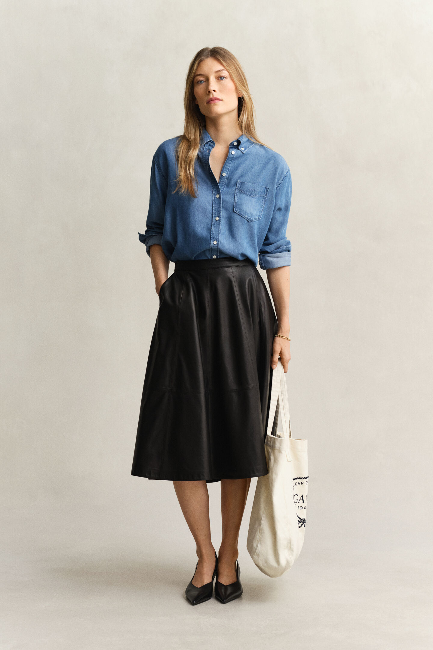 Indigof&auml;rgad skjorta