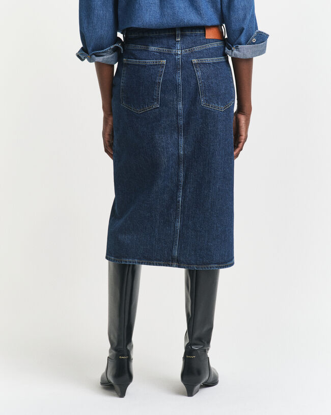 Midikjol i denim med knappar