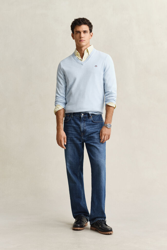 Klassisk V-ringad bomullstr&ouml;ja