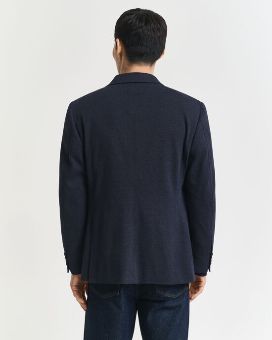 Slim fit tv&aring;f&auml;rgad kavaj i jerseypik&eacute;