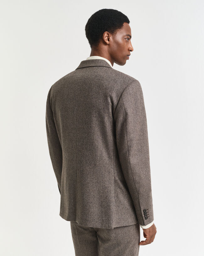 Slim fit kostymkavaj i flanell med fiskbensm&ouml;nster