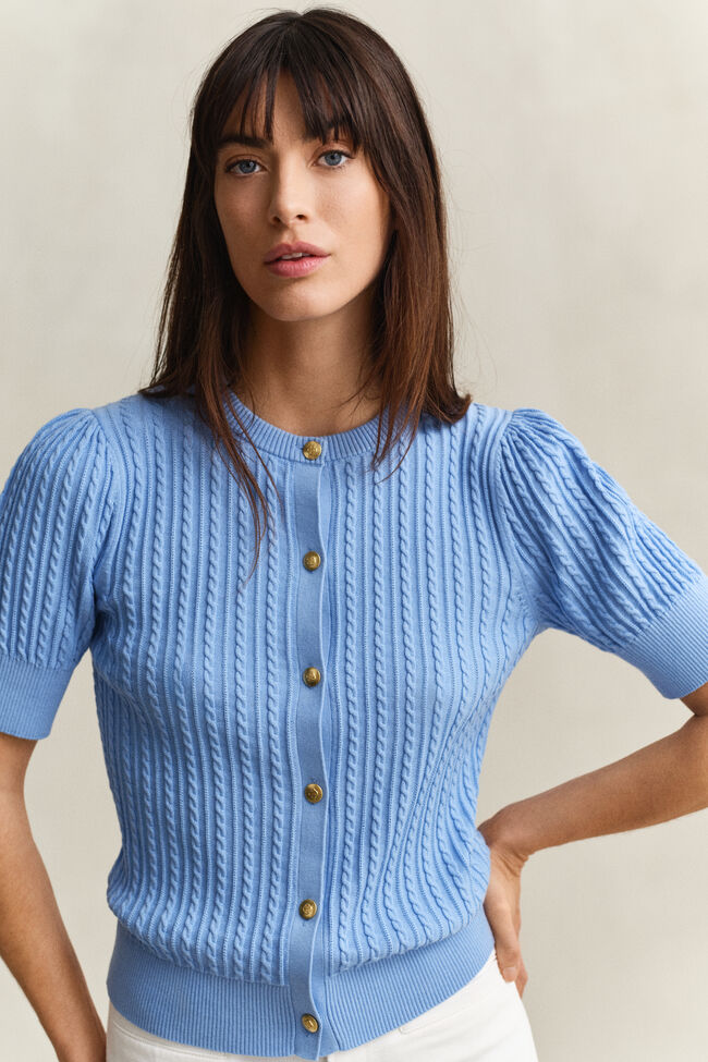 Kabelstickad bomullskofta