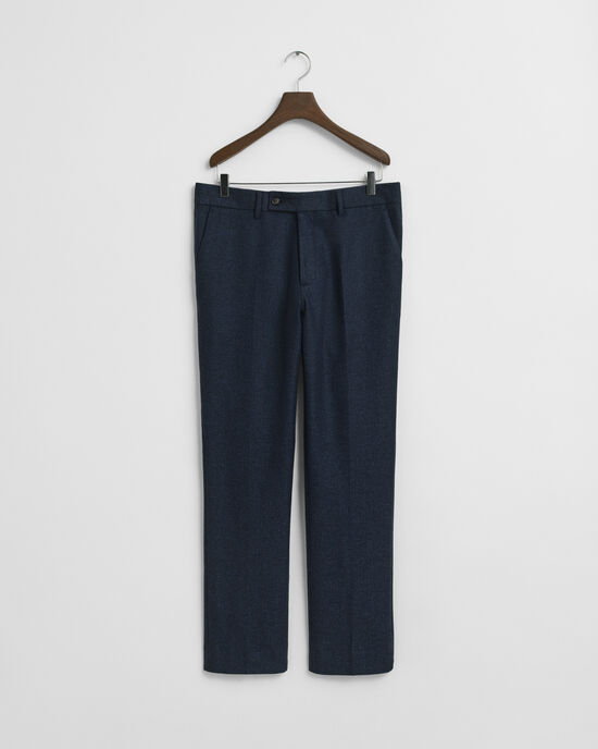 Slim fit kostymbyxor i flanell med fiskbensm&ouml;nster