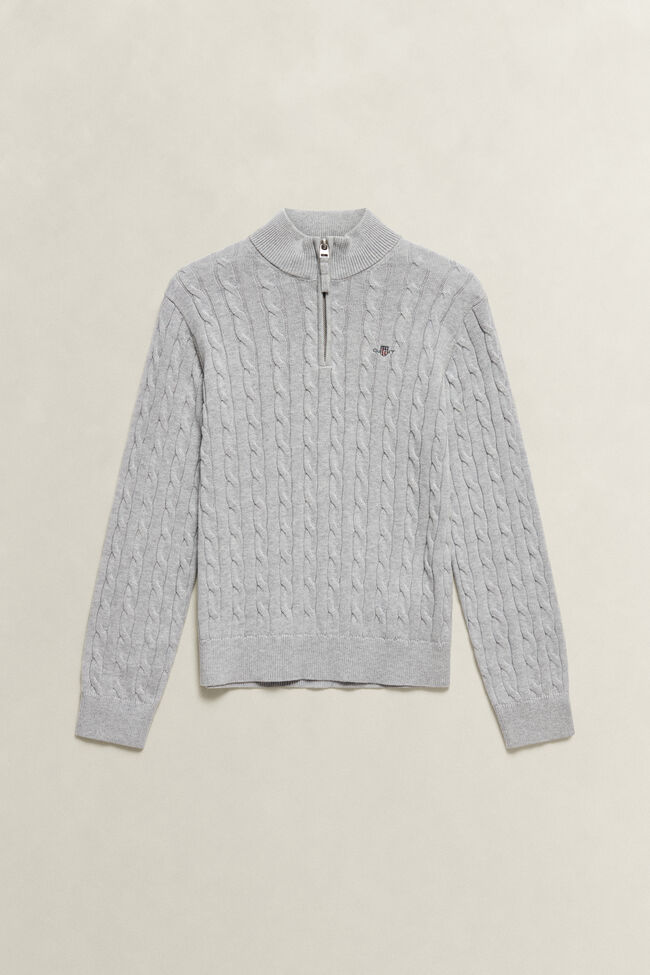 Teen Boys tr&ouml;ja med half-zip och sk&ouml;ldemblem