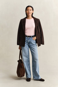 Kabelstickad kort&auml;rmad tr&ouml;ja