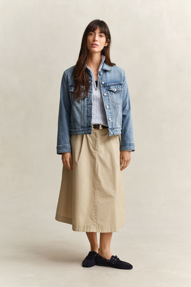 Kabelstickad tr&ouml;ja med half-zip