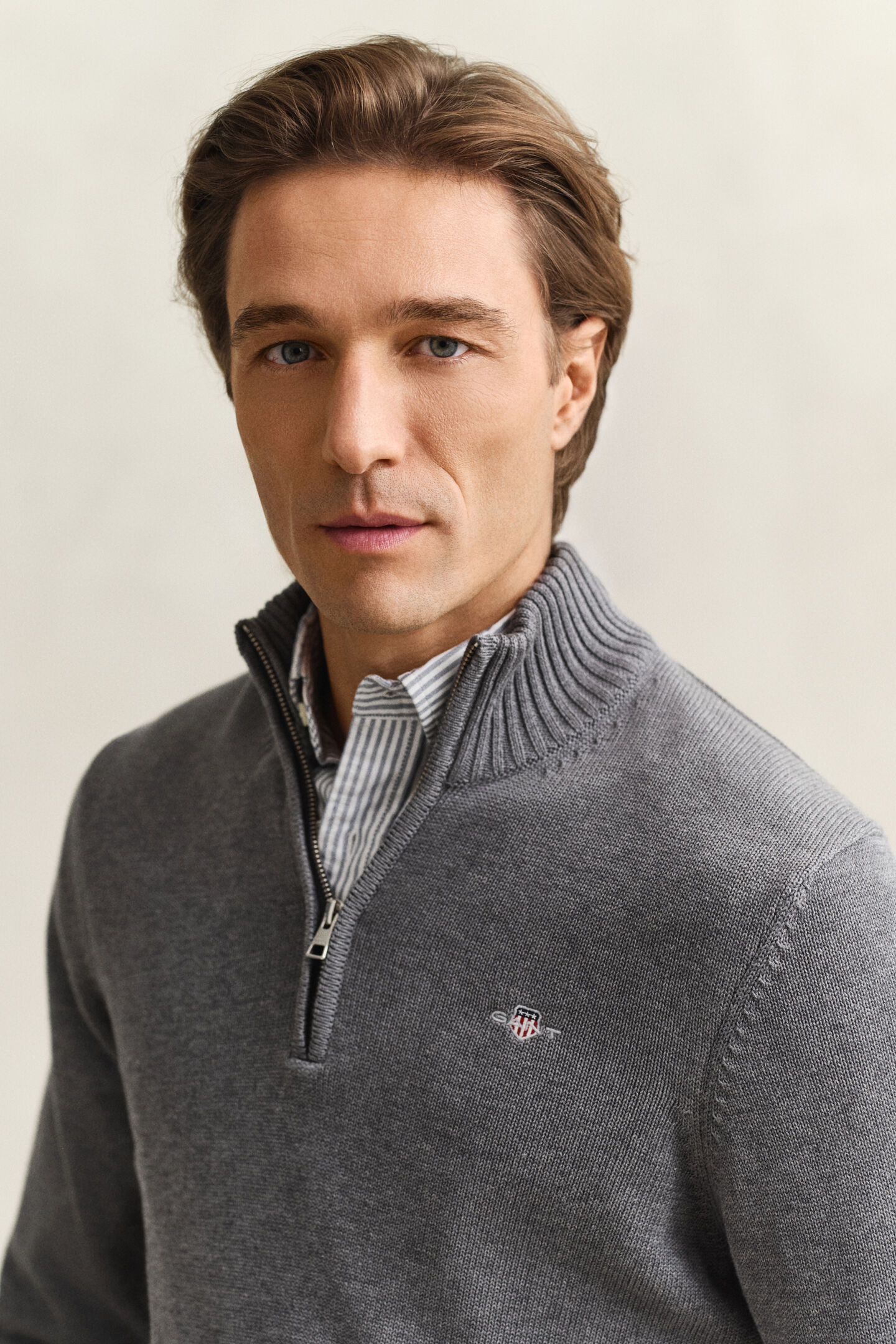 Casual Cotton tr&ouml;ja med dragkedja vid hals&ouml;ppningen