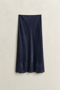 Midikjol i satin och spets