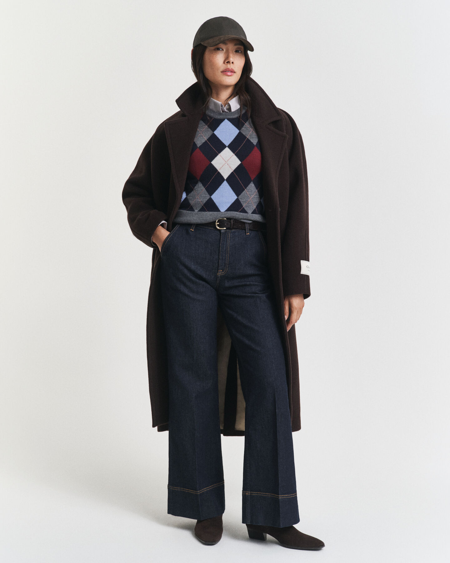 Argylem&ouml;nstrad v&auml;st med rund halsringning