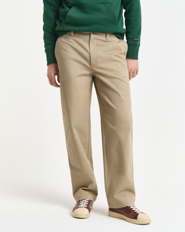 Relaxed fit chinos i bomullstwill