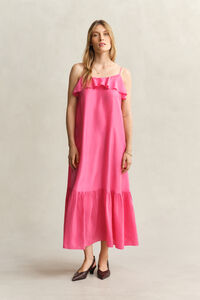 Midikl&auml;nning i silke med smala axelband