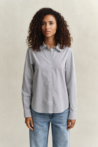 Randig bomullsskjorta med volang