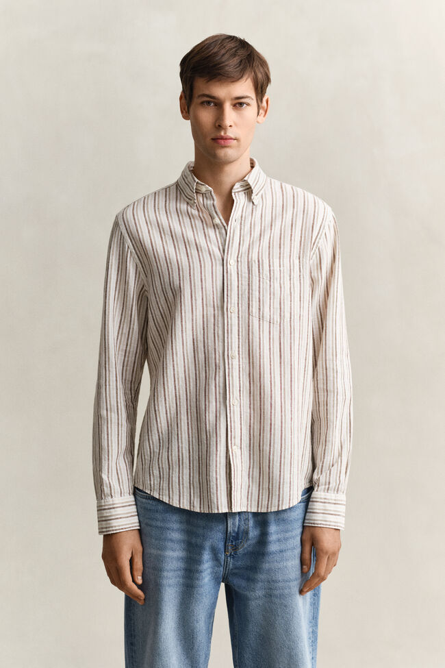 Randig skjorta i linneblandning