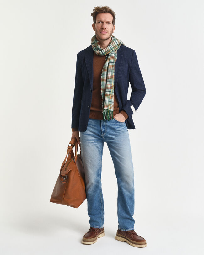 Tv&aring;f&auml;rgad jerseyblazer i ull och bomull