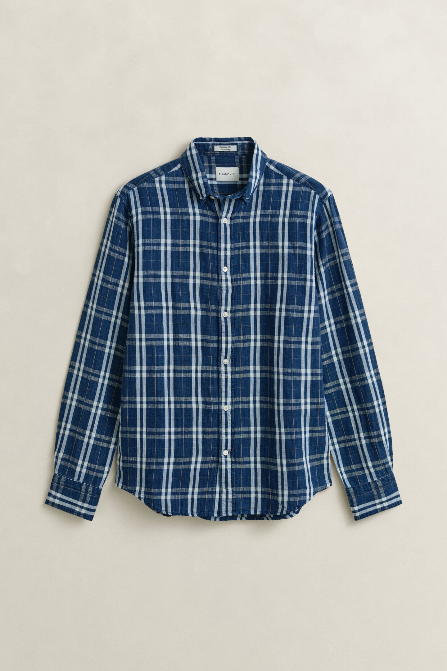 Rutig skjorta i bomull och linne