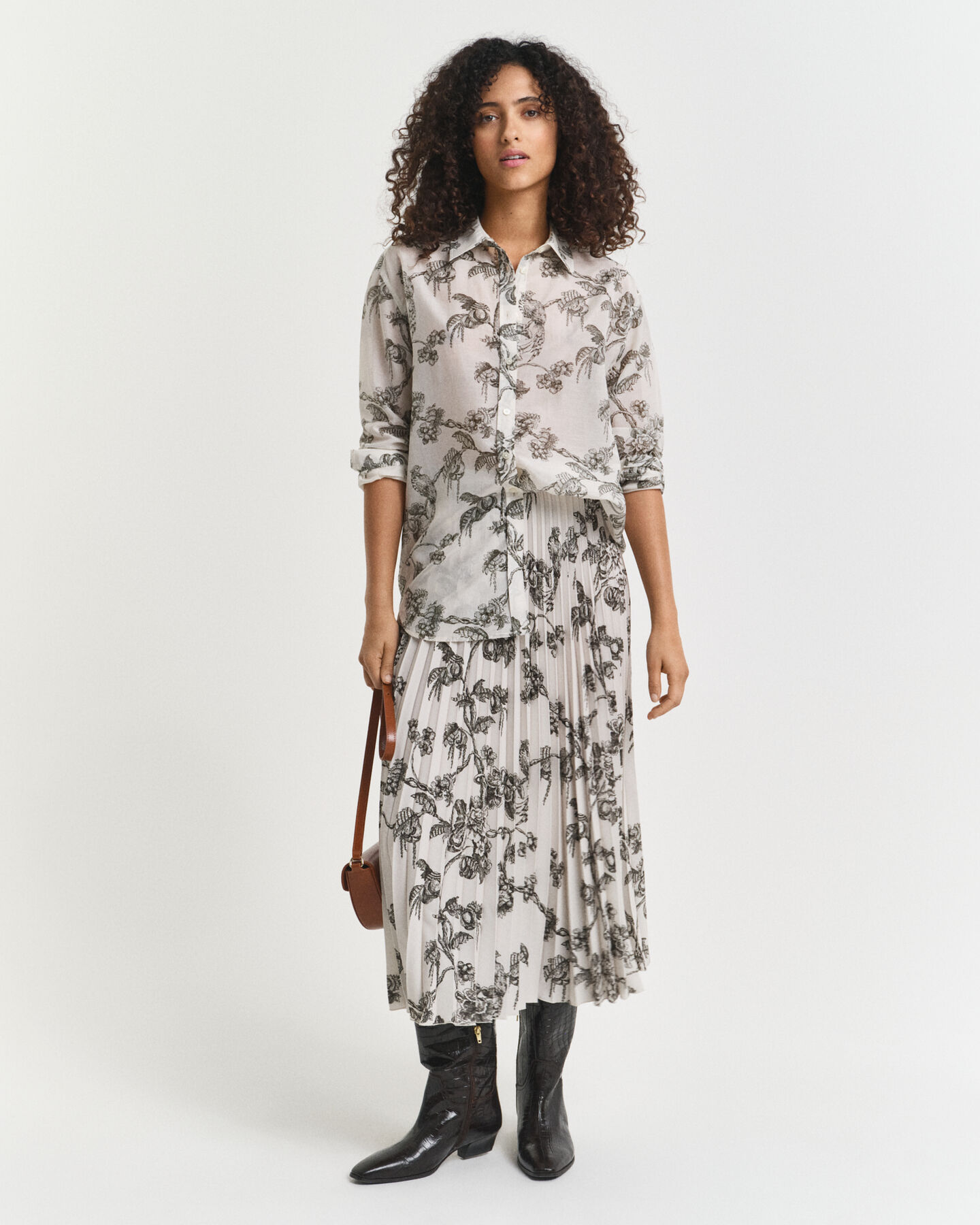 Veckad tr&auml;dm&ouml;nstrad kjol