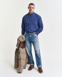 Oversized sm&aring;rutig poplinskjorta