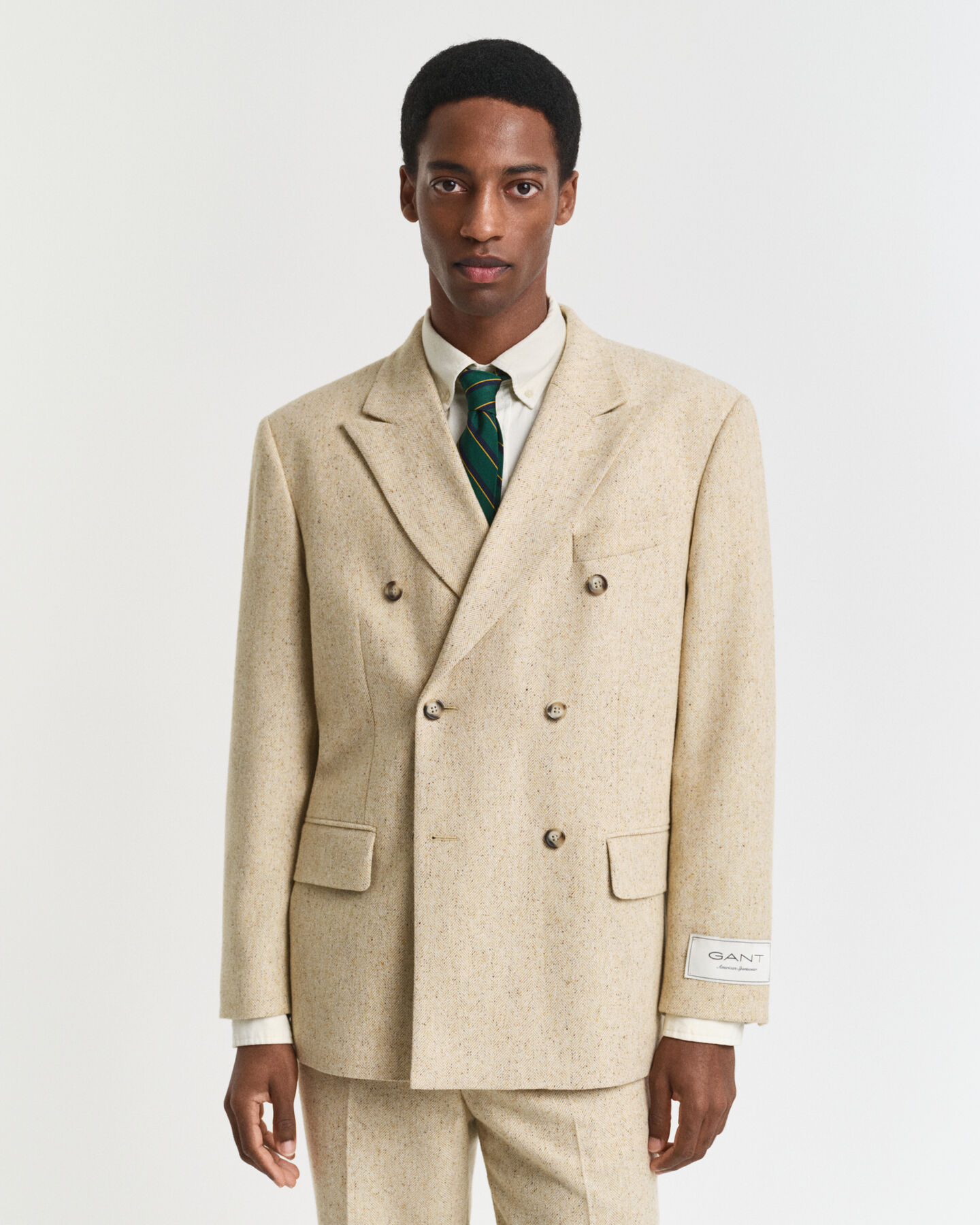 Relaxed fit kostymkavaj med fiskbensm&ouml;nster