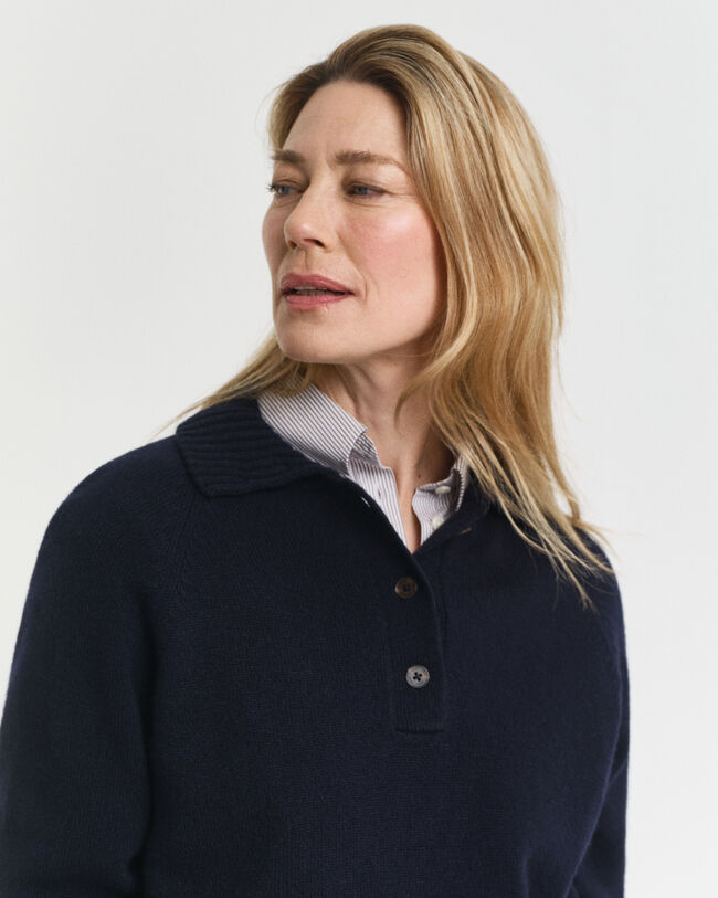 Stickad rugger i ull- och kashmirblandning