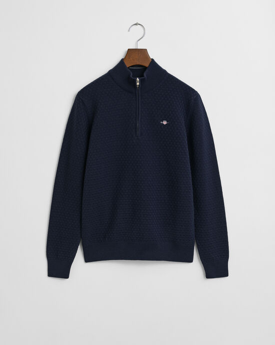 Teens tr&ouml;ja med half-zip och mikrostruktur