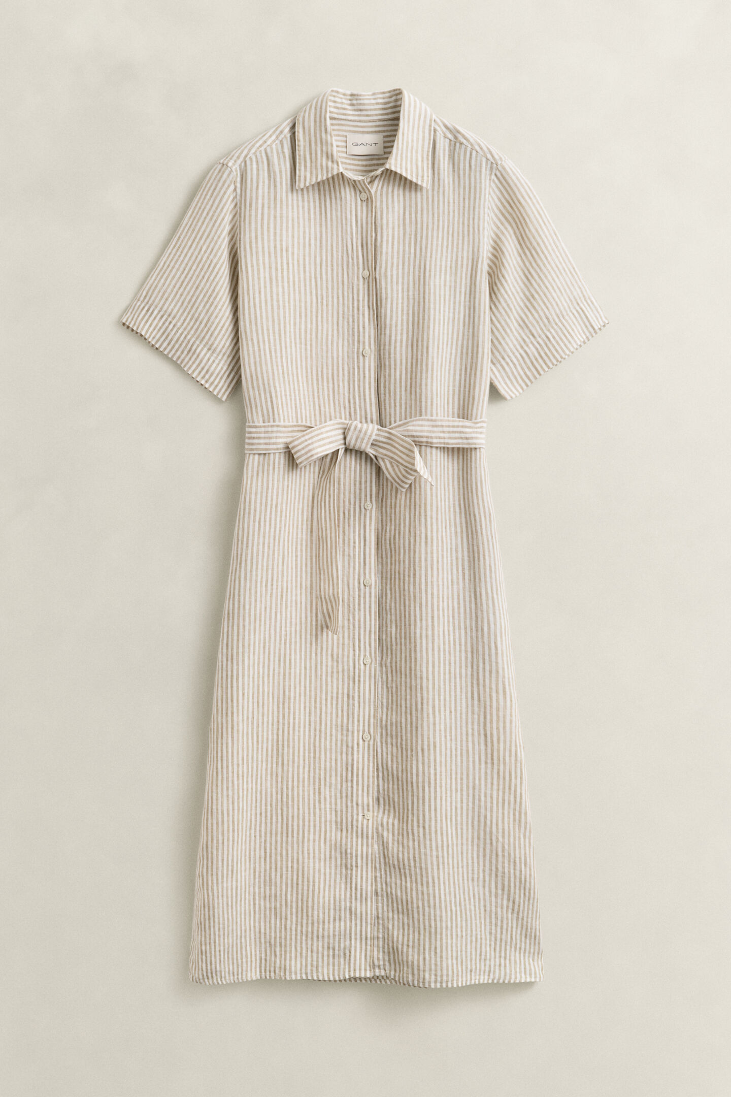 Randig skjortkl&auml;nning i linne