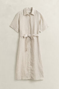 Randig skjortkl&auml;nning i linne