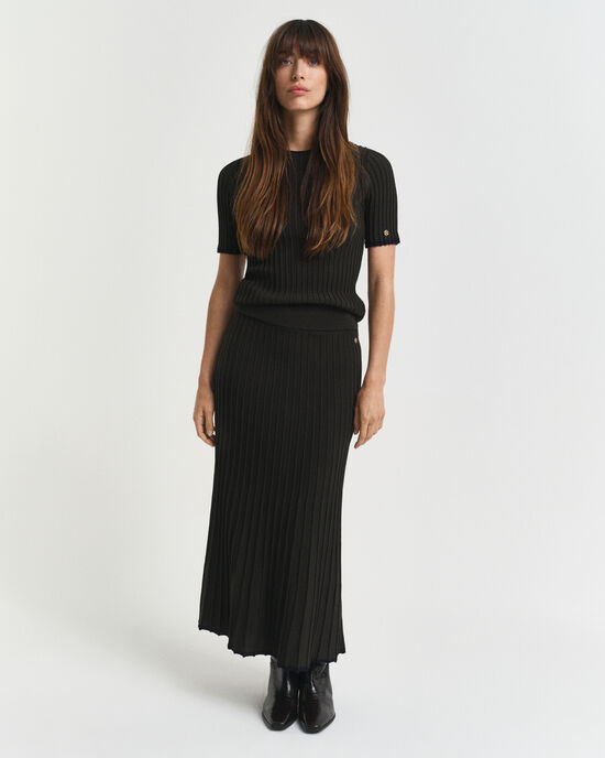 Ribbstickad kontrastf&auml;rgad kjol