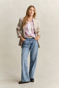 Regular fit randig linneskjorta