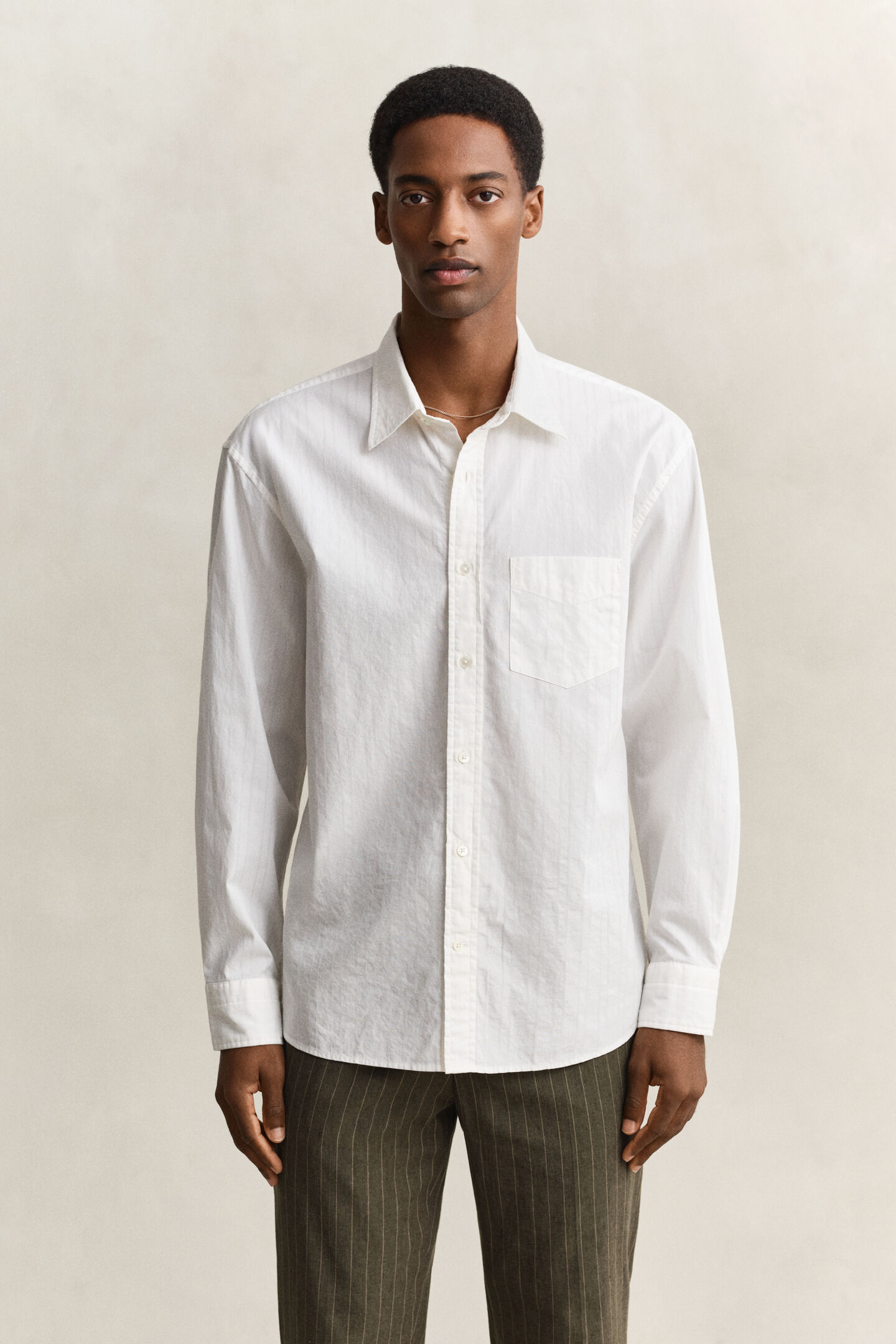 Relaxed fit dobbyv&auml;vd randig skjorta