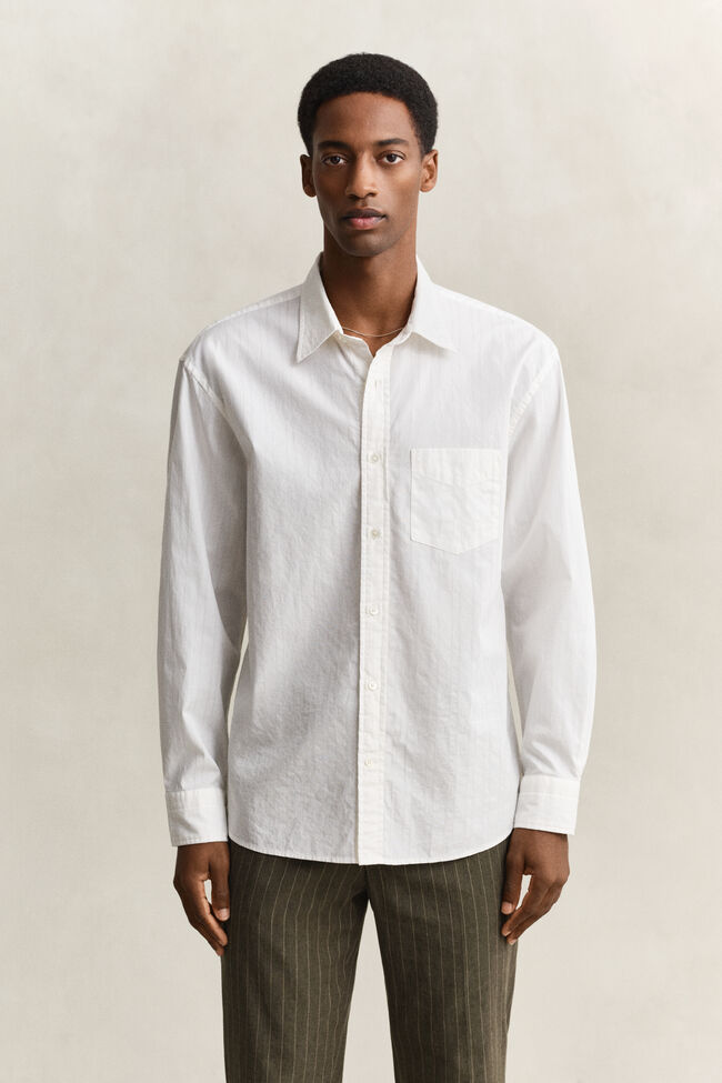 Relaxed fit dobbyv&auml;vd randig skjorta