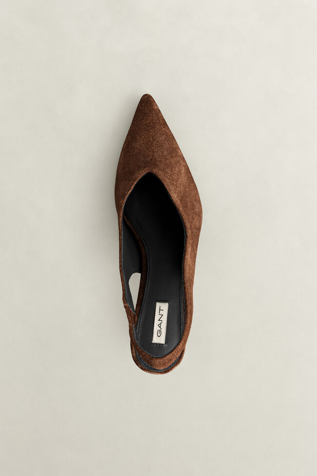 Tillbye h&ouml;gklackade skor i mocka